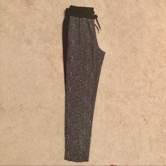 Rachel Roy Drawstring Jogger Black White Polka Dot - Picture 5 of 5